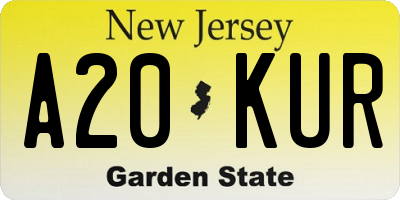 NJ license plate A20KUR
