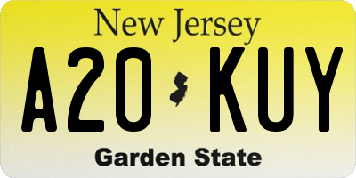 NJ license plate A20KUY