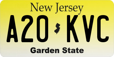 NJ license plate A20KVC