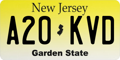NJ license plate A20KVD
