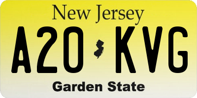 NJ license plate A20KVG