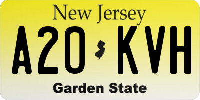NJ license plate A20KVH