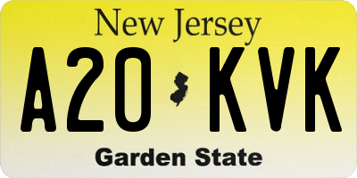 NJ license plate A20KVK