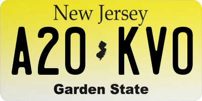NJ license plate A20KVO