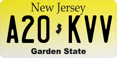 NJ license plate A20KVV