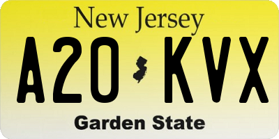 NJ license plate A20KVX