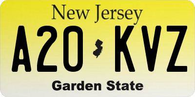 NJ license plate A20KVZ