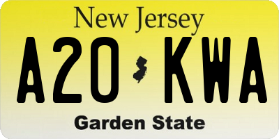 NJ license plate A20KWA