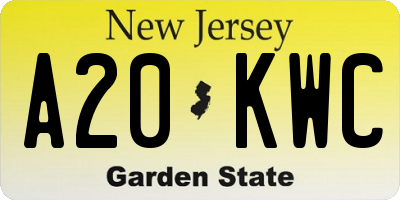 NJ license plate A20KWC