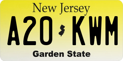 NJ license plate A20KWM