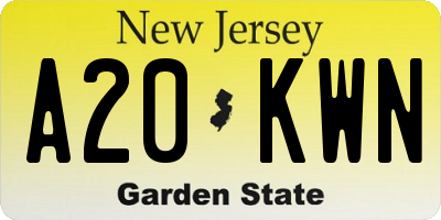 NJ license plate A20KWN