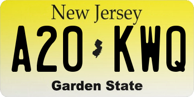 NJ license plate A20KWQ