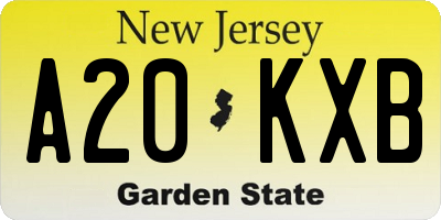NJ license plate A20KXB