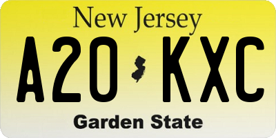 NJ license plate A20KXC