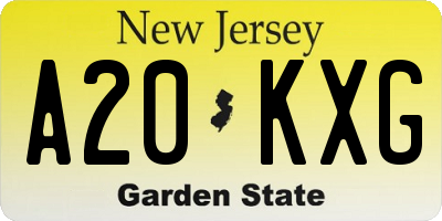 NJ license plate A20KXG