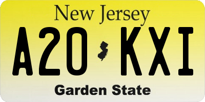 NJ license plate A20KXI