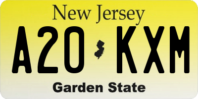 NJ license plate A20KXM