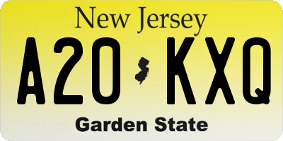 NJ license plate A20KXQ