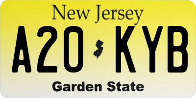NJ license plate A20KYB
