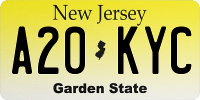 NJ license plate A20KYC