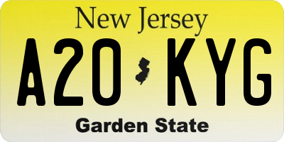 NJ license plate A20KYG