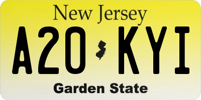 NJ license plate A20KYI