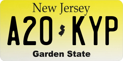 NJ license plate A20KYP