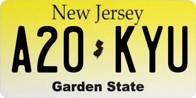NJ license plate A20KYU