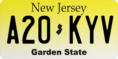 NJ license plate A20KYV