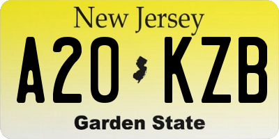NJ license plate A20KZB