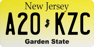 NJ license plate A20KZC