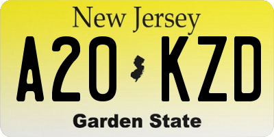 NJ license plate A20KZD