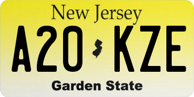 NJ license plate A20KZE
