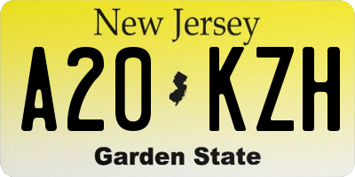 NJ license plate A20KZH