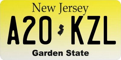 NJ license plate A20KZL