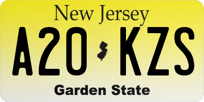 NJ license plate A20KZS