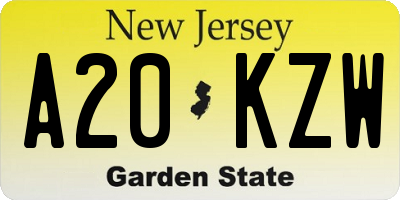 NJ license plate A20KZW