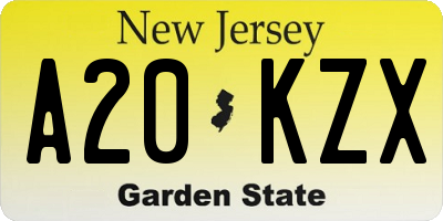 NJ license plate A20KZX
