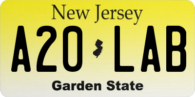 NJ license plate A20LAB