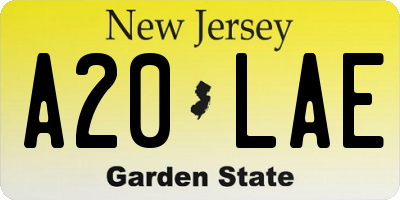 NJ license plate A20LAE
