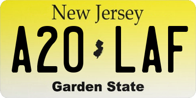 NJ license plate A20LAF