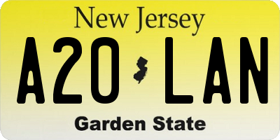 NJ license plate A20LAN
