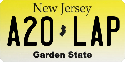 NJ license plate A20LAP