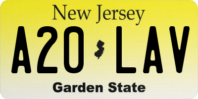 NJ license plate A20LAV
