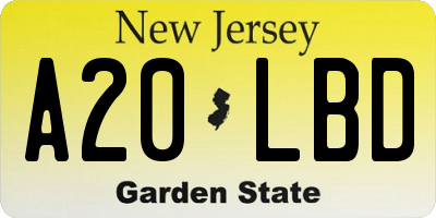 NJ license plate A20LBD