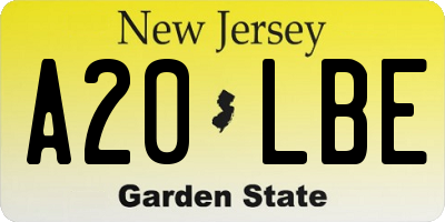 NJ license plate A20LBE