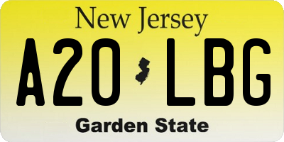 NJ license plate A20LBG
