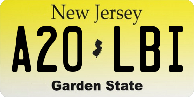 NJ license plate A20LBI