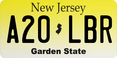 NJ license plate A20LBR