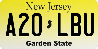 NJ license plate A20LBU